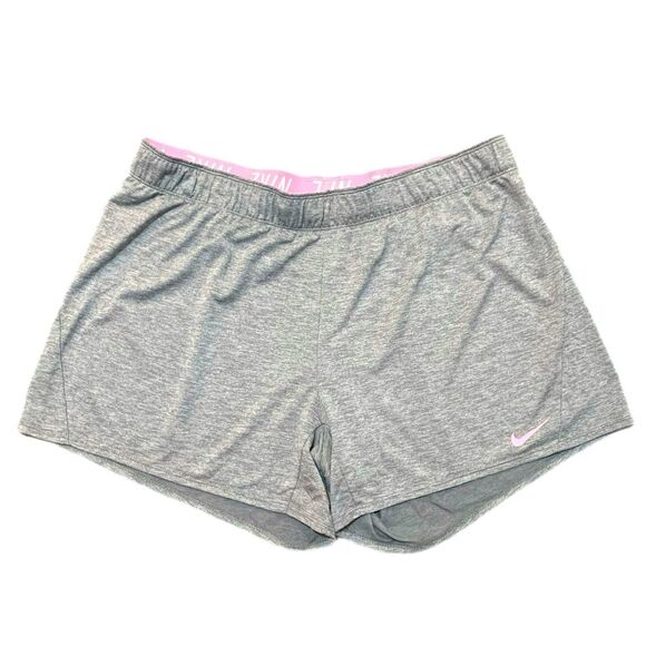 Nike Dri-Fit Athletic Shorts Women's XXL Gray Pink Running Yoga Workout. - Picture 1 of 10
